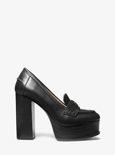 Eden Leather Platform Loafer in BLACK | Michael Kors