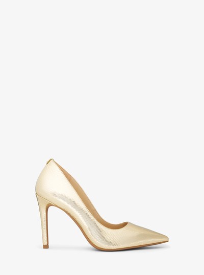 Alina Flex Metallic Snake Embossed Leather Pump in PALE GOLD | Michael Kors