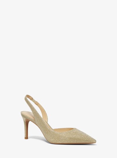 Alina Flex Glitter Chain Mesh Slingback Pump in PALE GOLD | Michael Kors