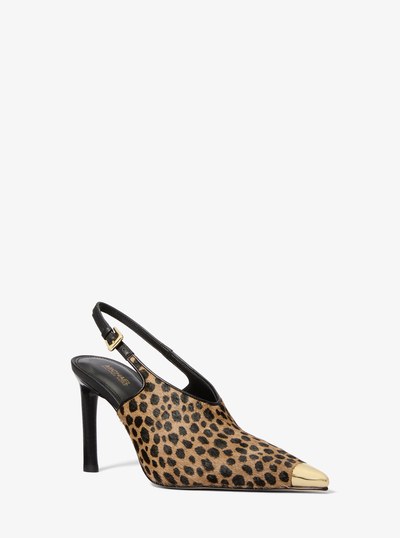 Kasia Cheetah Print Calf Hair Slingback Pump in HUSK MULTI | Michael Kors