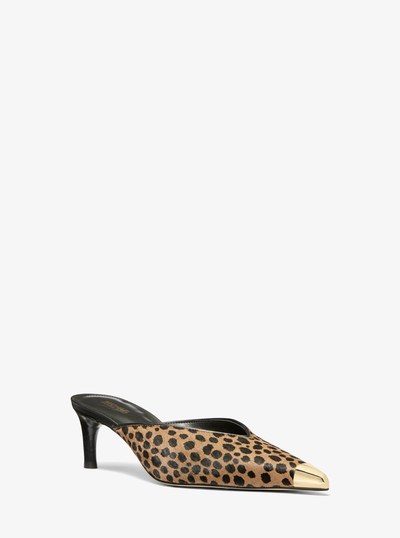 Kasia Cheetah Print Calf Hair Mule in HUSK MULTI | Michael Kors