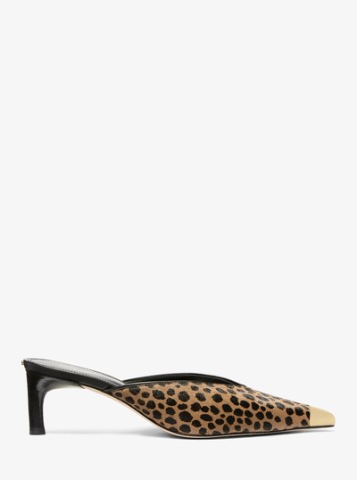 Kasia Cheetah Print Calf Hair Mule in HUSK MULTI | Michael Kors