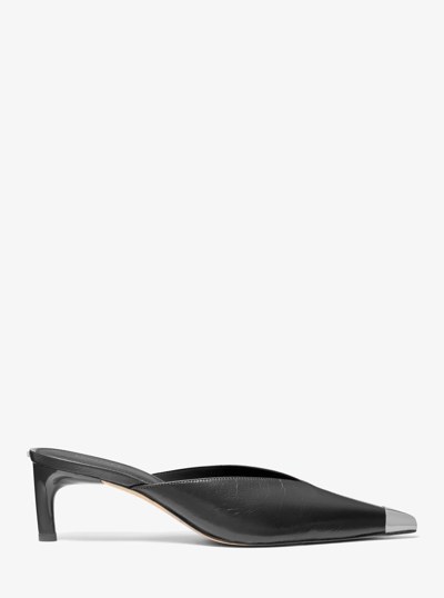 Kasia Leather Mule in BLACK | Michael Kors