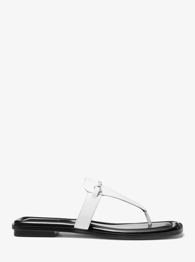 Lena Leather T-Strap Sandal in OPTIC WHITE | Michael Kors