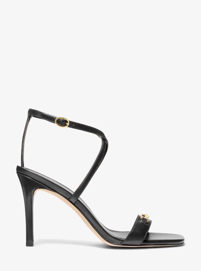Lena Leather Sandal in BLACK | Michael Kors