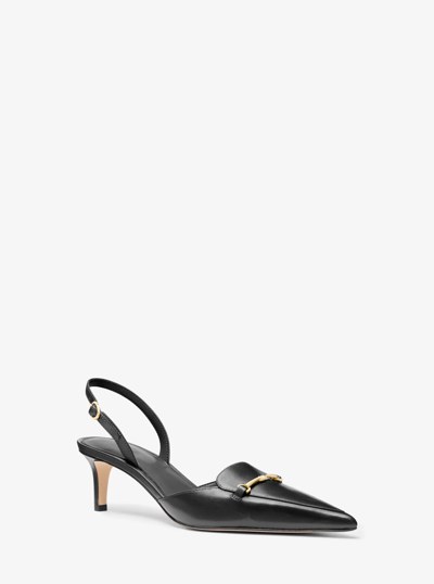 Lena Leather Slingback Pump in BLACK | Michael Kors