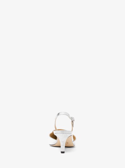 Lena Crackled Metallic Leather Slingback Pump in SILVER | Michael Kors