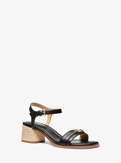 Mandy Leather Sandal in BLACK | Michael Kors