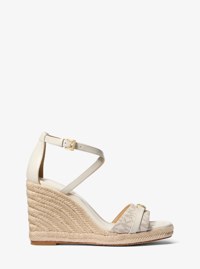 Mandy Signature Logo and Leather Wedge Sandal