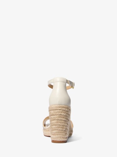 Mandy Signature Logo and Leather Wedge Sandal in VAN/CREAM | Michael Kors