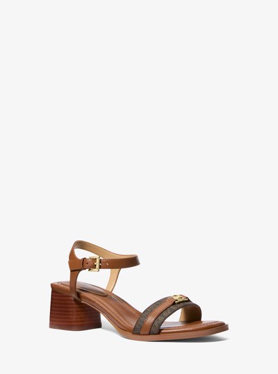 Mandy Signature Logo and Leather Sandal