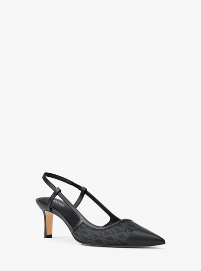 Alora Signature Logo Slingback Pump in BLACK | Michael Kors