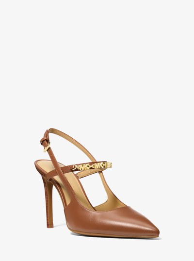 Dina Flex Leather Slingback Pump in LUGGAGE | Michael Kors