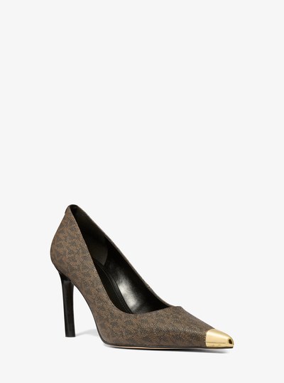 Kasia Signature Logo Pump in BROWN | Michael Kors