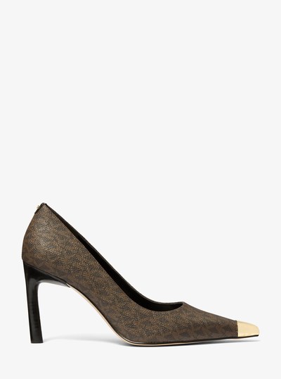 Kasia Signature Logo Pump in BROWN | Michael Kors