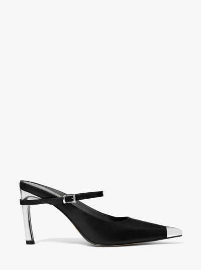Escarpin &agrave; talon haut de style mule Kasia en cuir in NOIR | Michael Kors