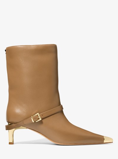 Kasia Leather Buckle Boot in HUSK | Michael Kors