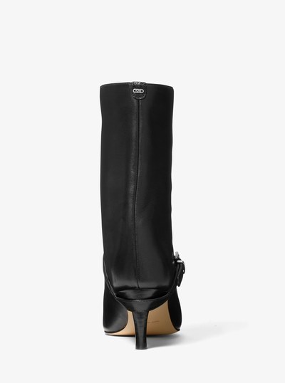 Kasia Leather Buckle Boot in BLACK | Michael Kors