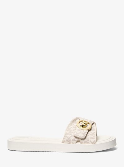 Signature Logo Slide Sandal in VANILLA | Michael Kors