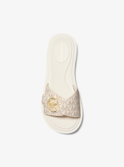 Signature Logo Slide Sandal in VANILLA | Michael Kors