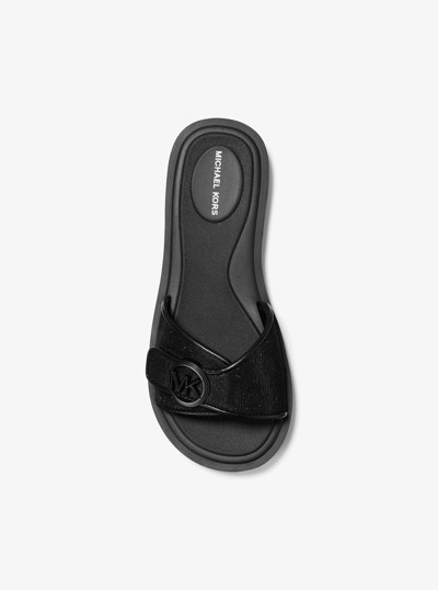 Glitter Chain Mesh Slide Sandal in BLACK | Michael Kors