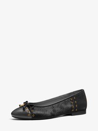 Chausson de ballet Piper Flex en cuir &agrave; &oelig;illets et en poils de veau