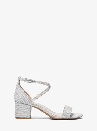 Serena Flex Glitter Chain-Mesh Sandal in SILVER | Michael Kors