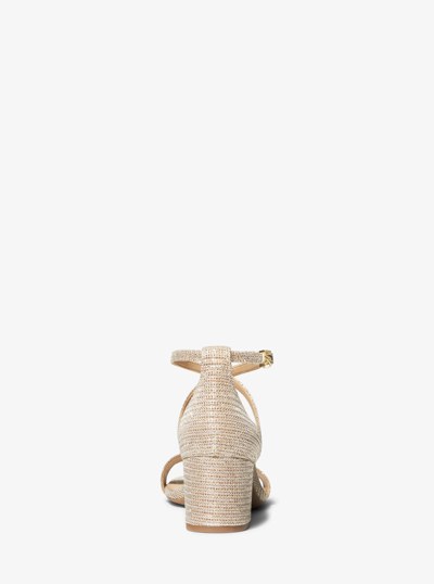Serena Flex Glitter Chain-Mesh Sandal in PALE GOLD | Michael Kors