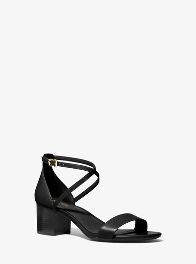 Serena Flex Leather Sandal in BLACK | Michael Kors