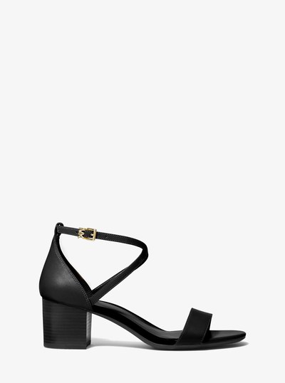 Serena Flex Leather Sandal in BLACK | Michael Kors