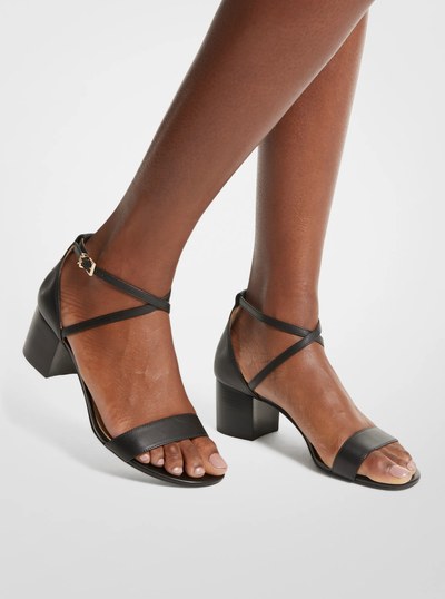 Serena Flex Leather Sandal in BLACK | Michael Kors