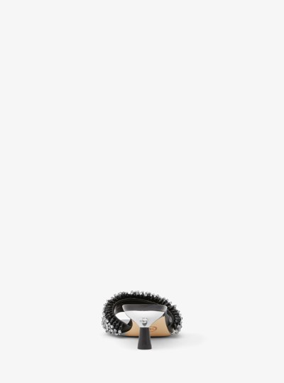 Amal Crystal Embellished Leather Kitten Heel Sandal