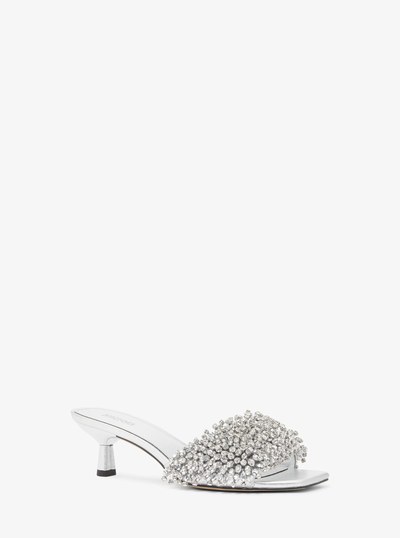 Amal Crystal Embellished Metallic Leather Kitten Heel