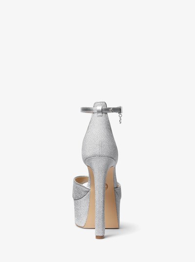 Martina Glitter Mesh Peep-Toe Platform Pump in SILVER | Michael Kors