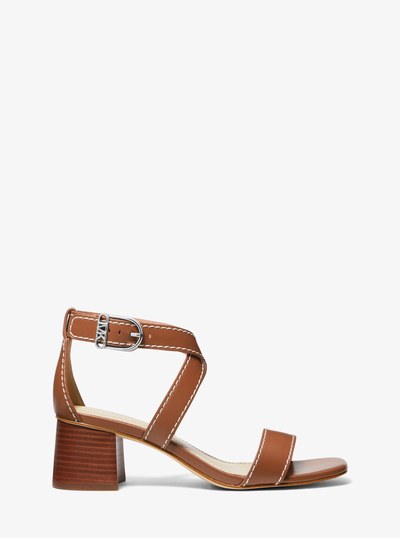 Ashton Leather Sandal in LUGGAGE | Michael Kors