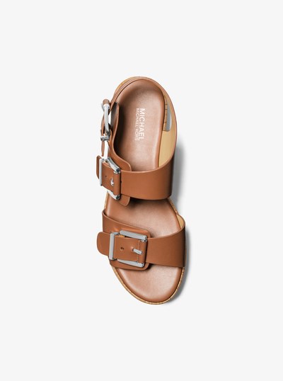 Colby Leather Flatform Sandal in LUGGAGE | Michael Kors