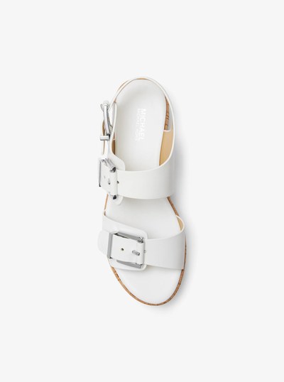 Colby Leather Flatform Sandal in OPTIC WHITE | Michael Kors