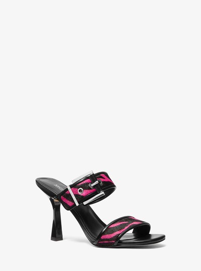 Colby Zebra Print Calf Hair Sandal in CERISE MULTI | Michael Kors