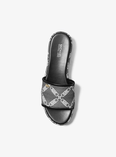Ember Empire Logo Jacquard Platform Sandal in BLACK/WHITE | Michael Kors