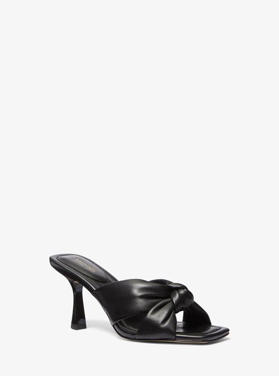 Elena Leather Sandal in BLACK | Michael Kors