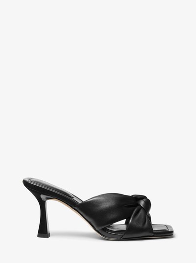 Elena Leather Sandal in BLACK | Michael Kors
