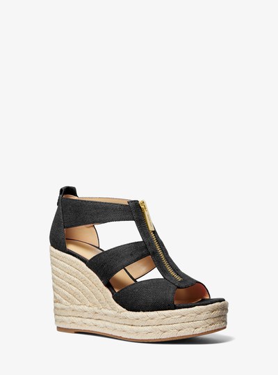 Sandalia de plataforma Etta con mezcla de lino in NEGRO | Michael Kors