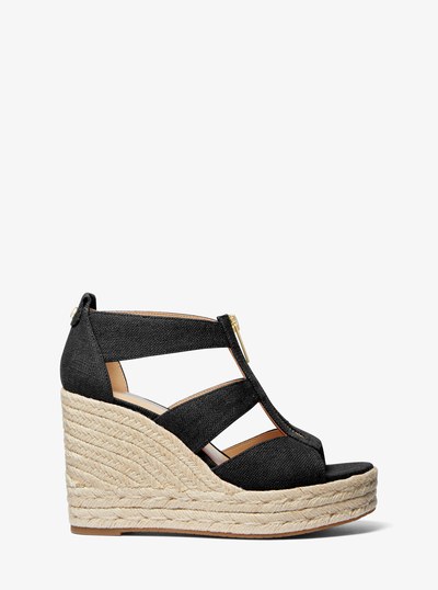Sandalia de plataforma Etta con mezcla de lino in NEGRO | Michael Kors