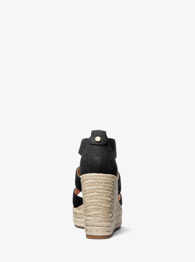 Sandalia de plataforma Etta con mezcla de lino in NEGRO | Michael Kors