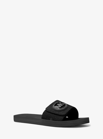 Glitter Chain-Mesh Slide Sandal in BLACK | Michael Kors
