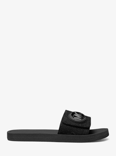 Glitter Chain-Mesh Slide Sandal in BLACK | Michael Kors