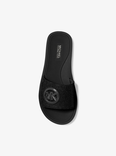 Glitter Chain-Mesh Slide Sandal in BLACK | Michael Kors