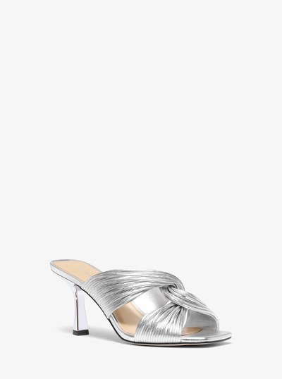 Alessia Metallic Mule Sandal in SILVER | Michael Kors