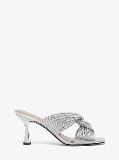 Alessia Metallic Mule Sandal in SILVER | Michael Kors