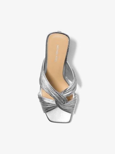 Alessia Metallic Mule Sandal in SILVER | Michael Kors